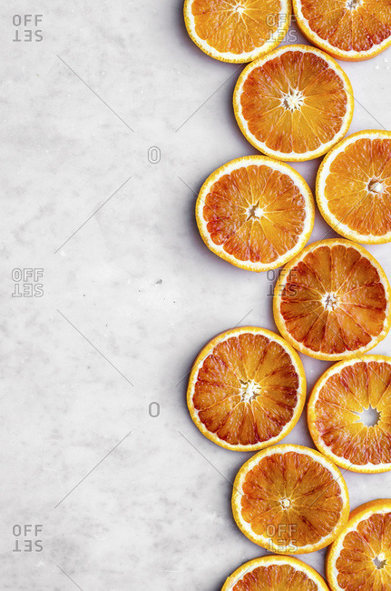 Blood Orange Slices on Marble