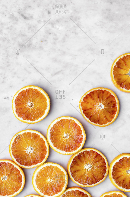 Blood Orange Slices on Marble