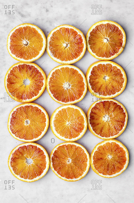 Blood Orange Slices on Marble