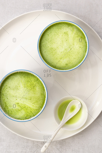 matcha green tea cup stock photos - OFFSET