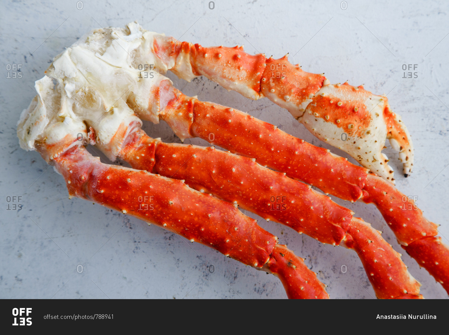 Raw alaskan king crab legs