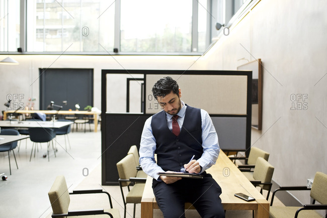 Middle Eastern businessman working in an office