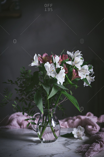 Jar of flower on table