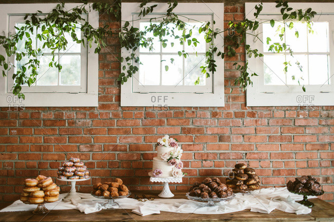 Cake and dessert table at a wedding