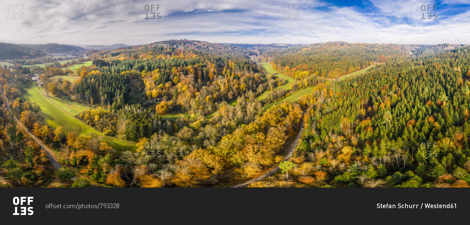 Germany- Baden-Wuerttemberg- Swabian Franconian forest- Aerial view of forest in autumn