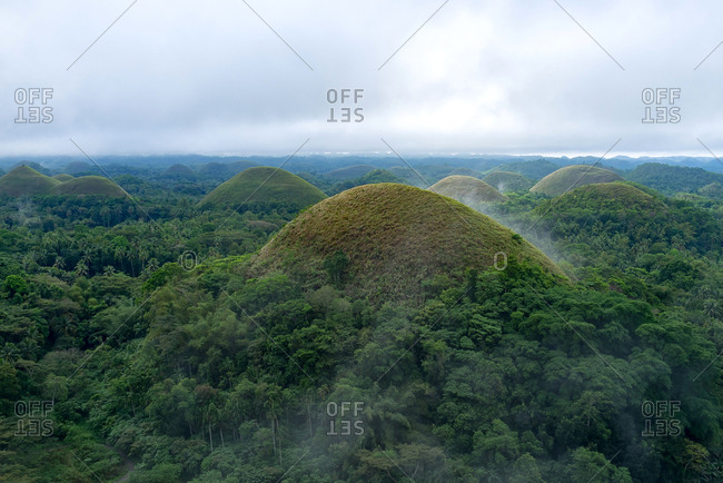 Misty view of The Chocolate Hills. Bohol, Philippines