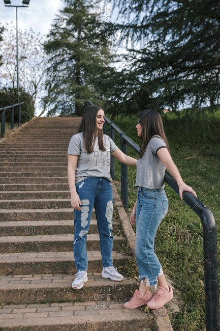 Young couple of lesbians in a park