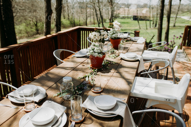 Brunch setting on a deck