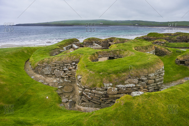 United Kingdom- Scotland- Orkney Islands- Mainland- Unesco world heritage sight- the stone build neolithic settlment of Skara Brae