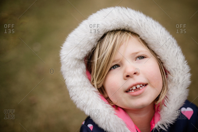 Girl with a furry winter coat