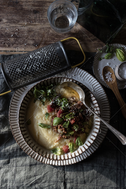 Polenta with vegetarian ragut