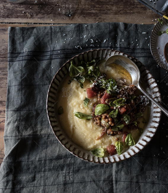 Polenta with vegetarian ragut