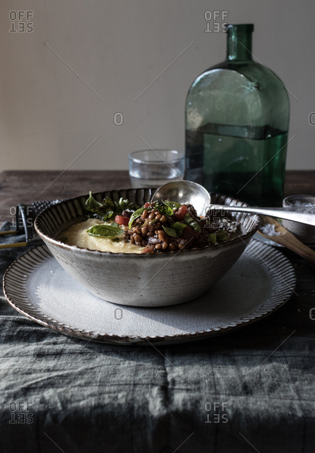 Polenta with vegetarian ragut