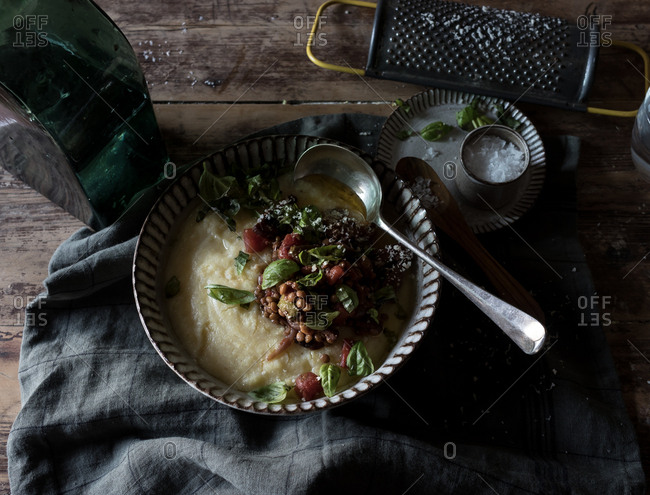 Polenta with vegetarian ragut