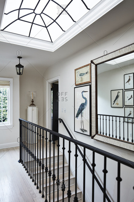 Los Angeles, California - October 4, 2016: Skylight above staircase in a home