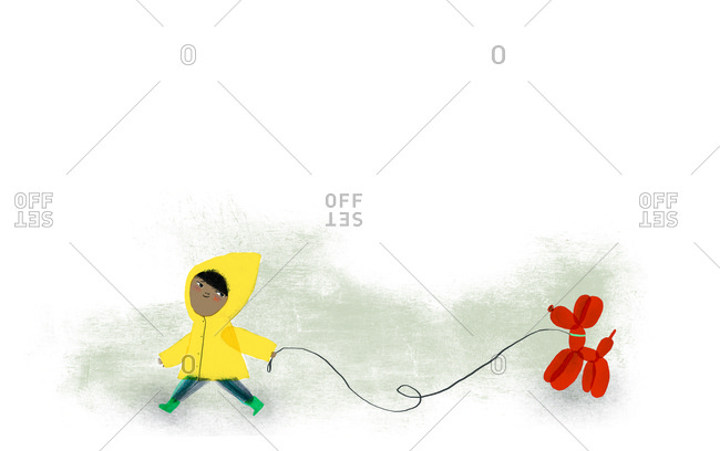 Child walking balloon animal