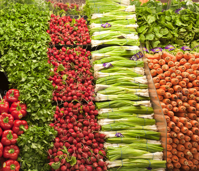March 12, 2019: Grocery Store Produce Aisle,Portland, Oregon, USA