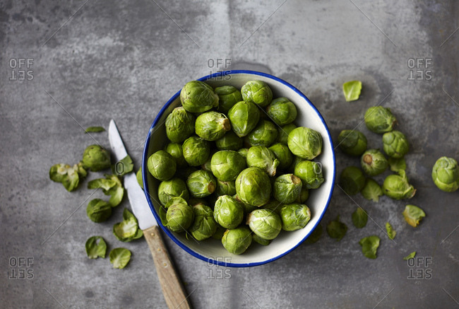 Bowl of organic Brussels Sprouts