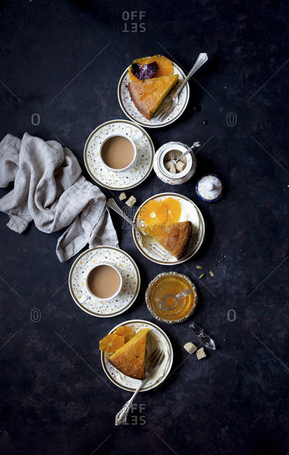 Whole orange olive oil cake with almond and cornmeal, finished with cardamom orange syrup - Gluten-free.