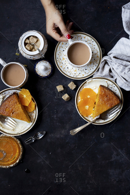 Whole orange olive oil cake with almond and cornmeal, finished with cardamom orange syrup - Gluten-free.