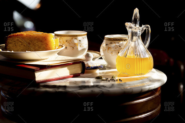 Whole orange olive oil cake with almond and cornmeal, finished with cardamom orange syrup - Gluten-free.