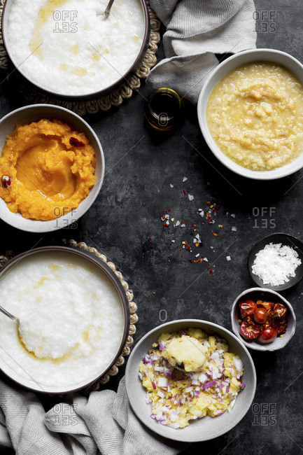 Indian comfort food - boiled rice, mashed pumpkin and potato, boiled lentil and 7-minutes egg.