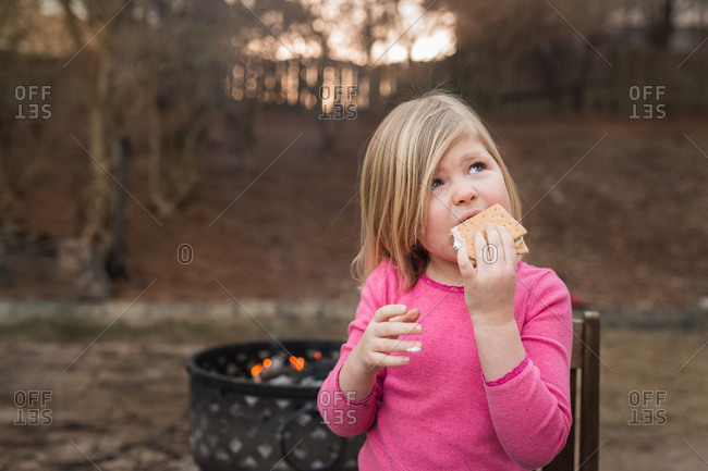 Girl enjoying smore's
