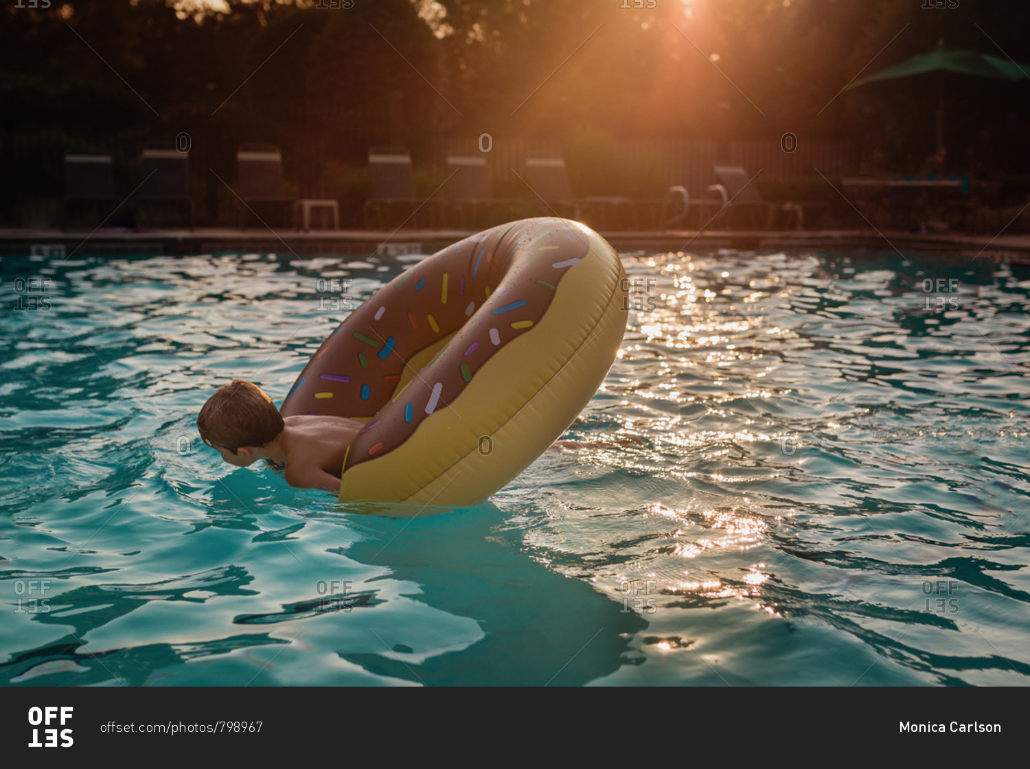 Boy In A Pool Float Stock Photo Offset