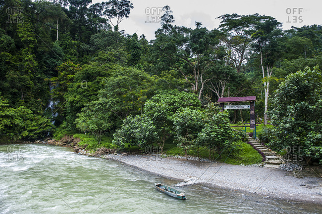 May 31, 2011: Indonesia- Sumatra- Bohorok river before the Bukit Lawang Orang Utan Rehabilitation station-