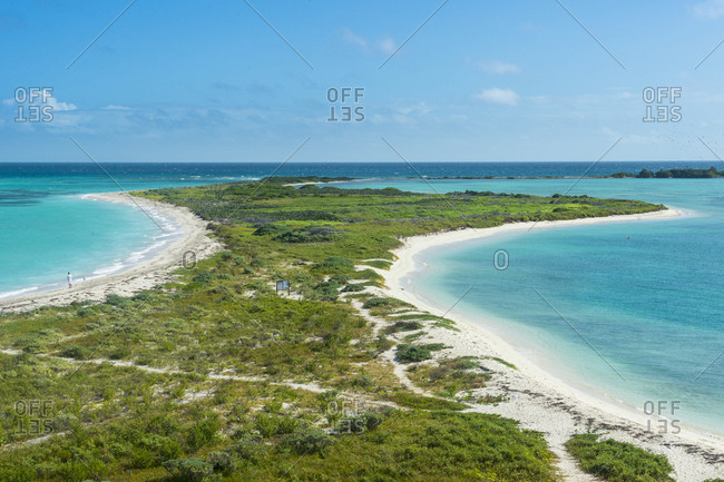 USA- Florida- Florida Keys- Dry Tortugas National Park- Fort Jefferson-  White sand beach in turquoise waters stock photo - OFFSET