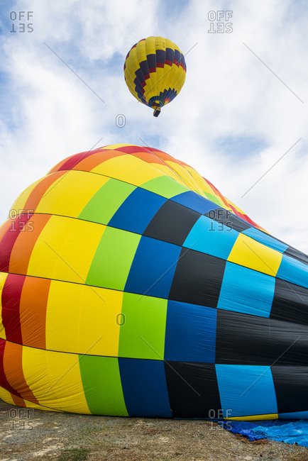 USA- California- Del Mar- Inflating an hot air balloon