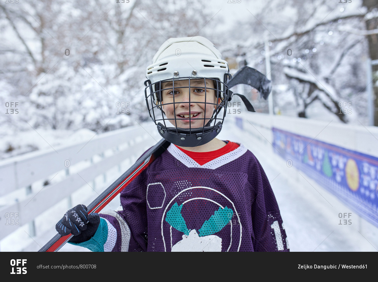 Portrait of a boy in ice hockey gear