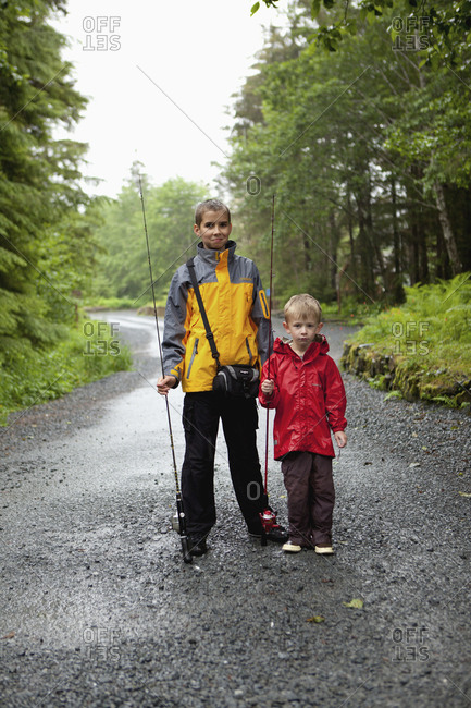 July 9, 2010: USA, Alaska, Sitka, Daniel and Joshua fish with their grandfather at Starringaven Bay, north of Sitka