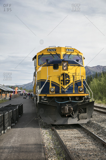 June 30, 2015: USA, Alaska, Denali National Park, the McKinley Explorer can seat 86 to 88 passengers in the upper level dome which offers a 360 degree view, this train is traveling the Alaska Railway from Denali to Anchorage