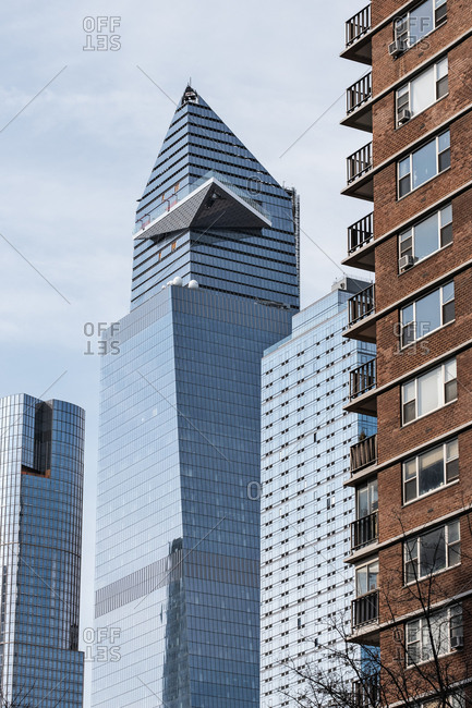 New York City - USA - Mar 14 2019: 30 Hudson Yards also the North Tower is a super-tall mixed use building in the West Side area of Manhattan. Located near Hell's Kitchen, Chelsea, and the Penn Station area, the building is part of the Hudson Yards Redevelopment Project, a plan to redevelop the Metropolitan Transportation Authority's West Side Yard. Since July 2018, it has been the third-tallest building in New York City.
