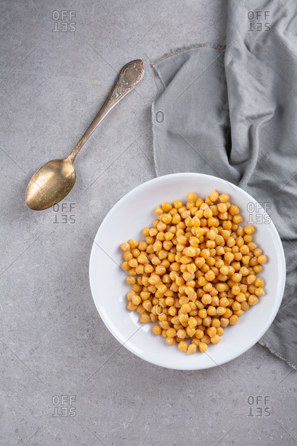Large bowl of chickpeas from above