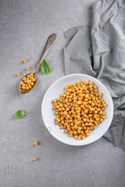 Large bowl of chickpeas from above