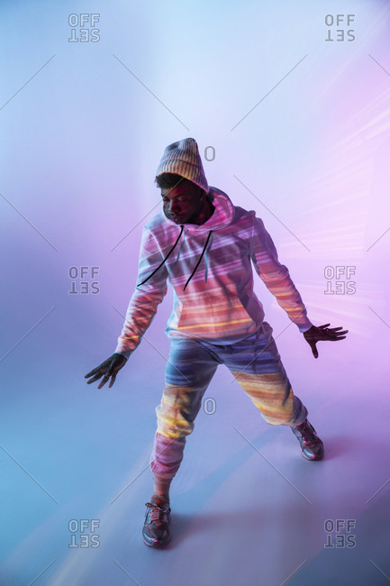 Male dancer under bright light