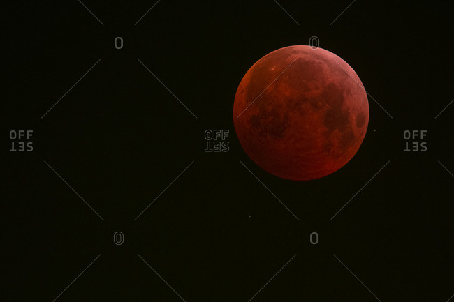 Germany- Frankfurt on Main- total lunar eclipse during maximum eclipse