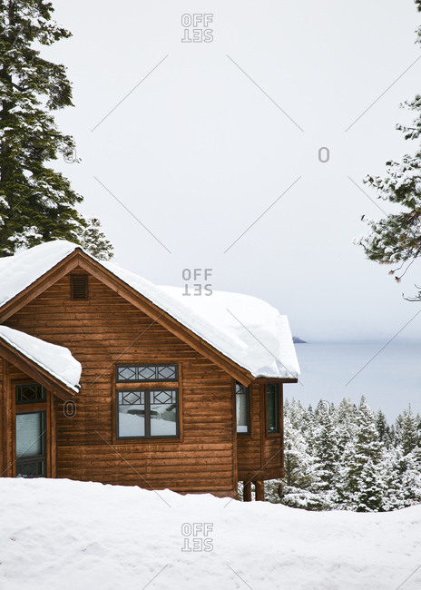 Snowy Cabins In The Mountains Stock Photo Offset