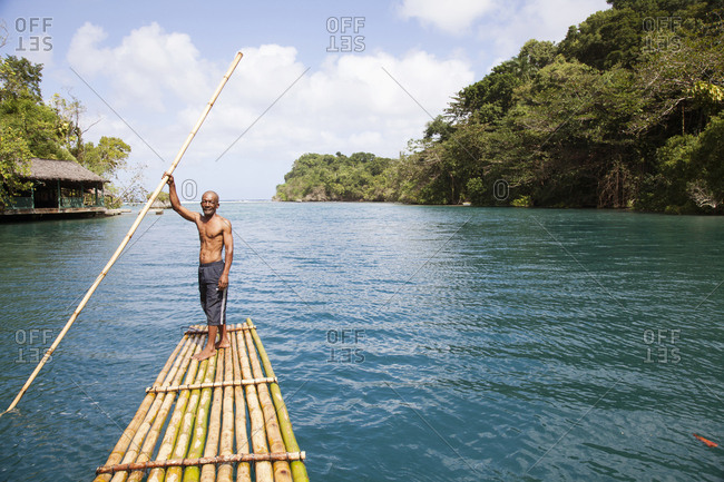 February 1, 2012: JAMAICA, Port Antonio. Local boatman Danny at the Blue Lagoon.