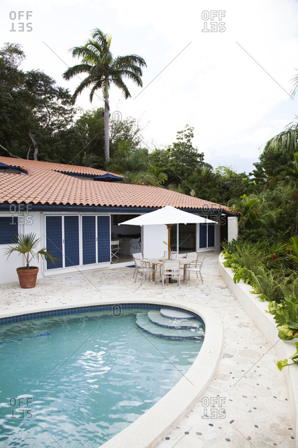 February 1, 2012: JAMAICA, Port Antonio. A swimming pool at Geejam Hotel.