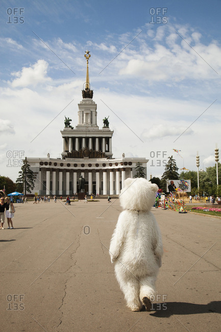 July 6, 2011: RUSSIA, Moscow. A person in costume at the All-Russia Exhibition Center.