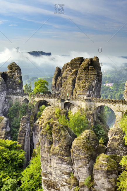 Germany, Saxony, Bastei Bridge, Saxon Switzerland, Saxon-Switzerland National Park.