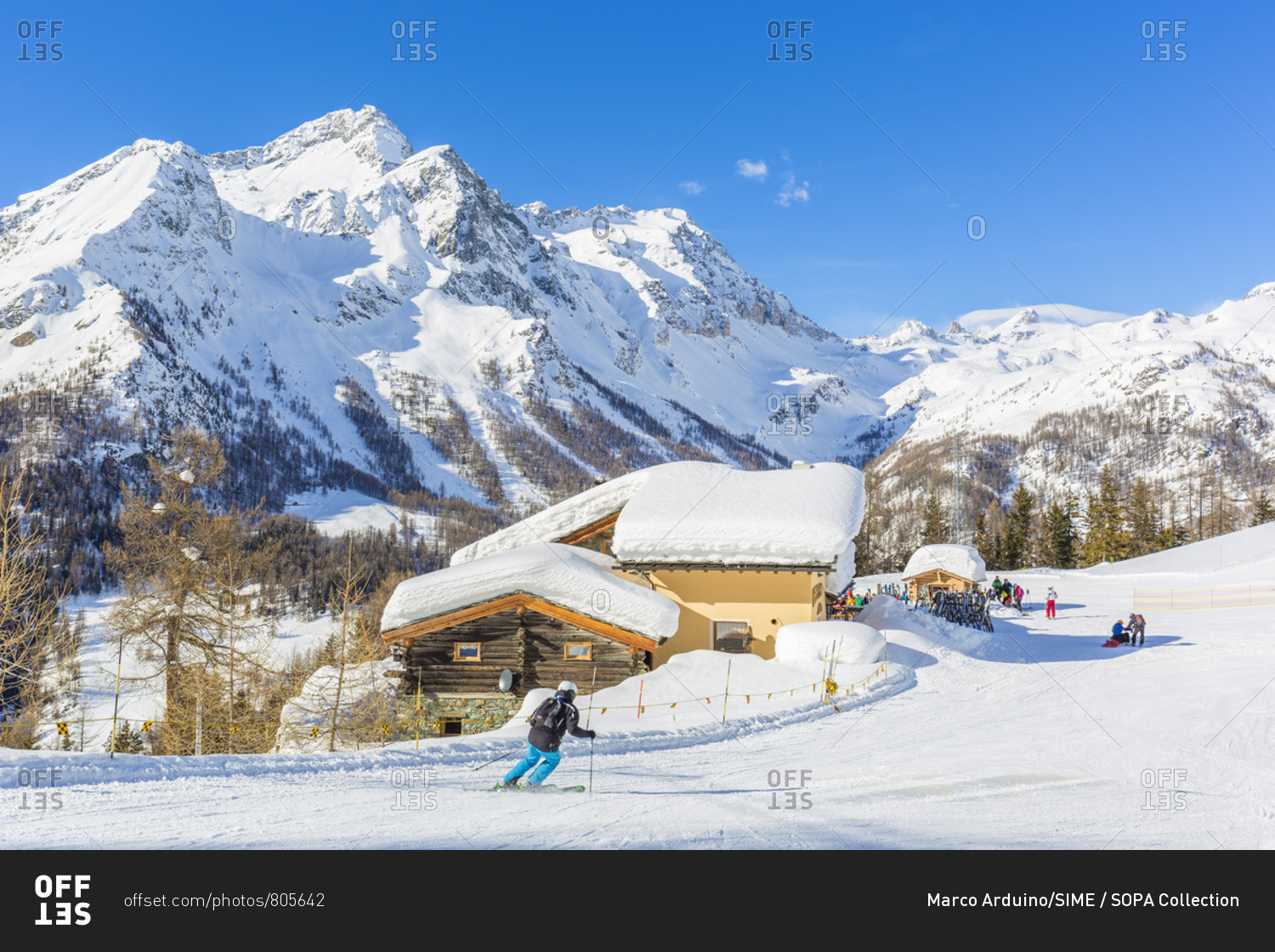 January 23, 2018: Italy, Aosta Valley, Aosta district, Valle d'Ayas ...