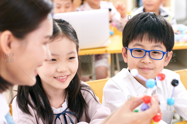 Teacher and pupil in the classroom
