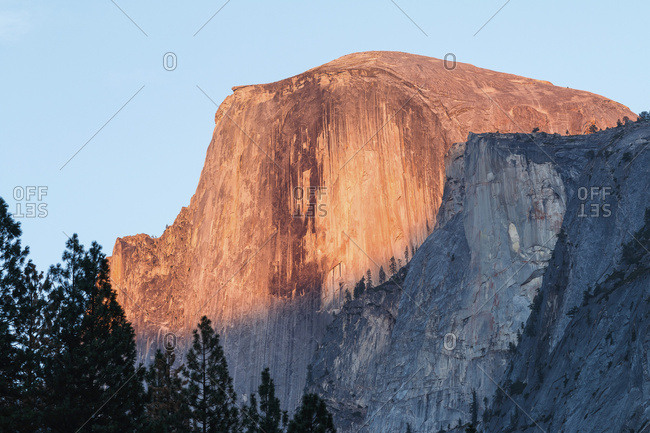 Half Dome sunset alpenglow, Yosemite National Park; California, United States of America