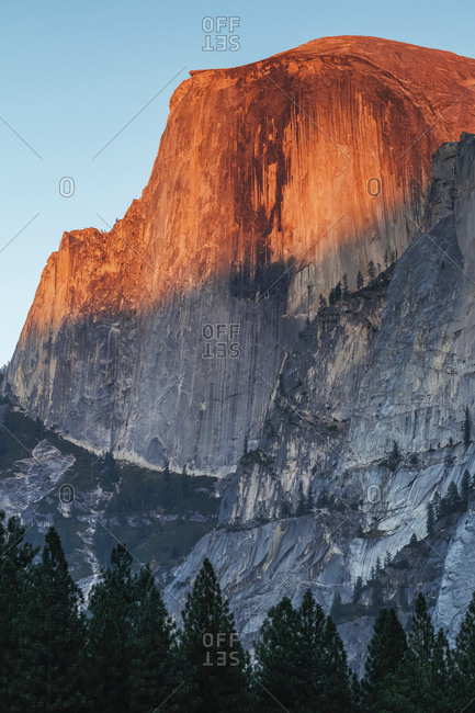 Half Dome sunset alpenglow, Yosemite National Park; California, United States of America