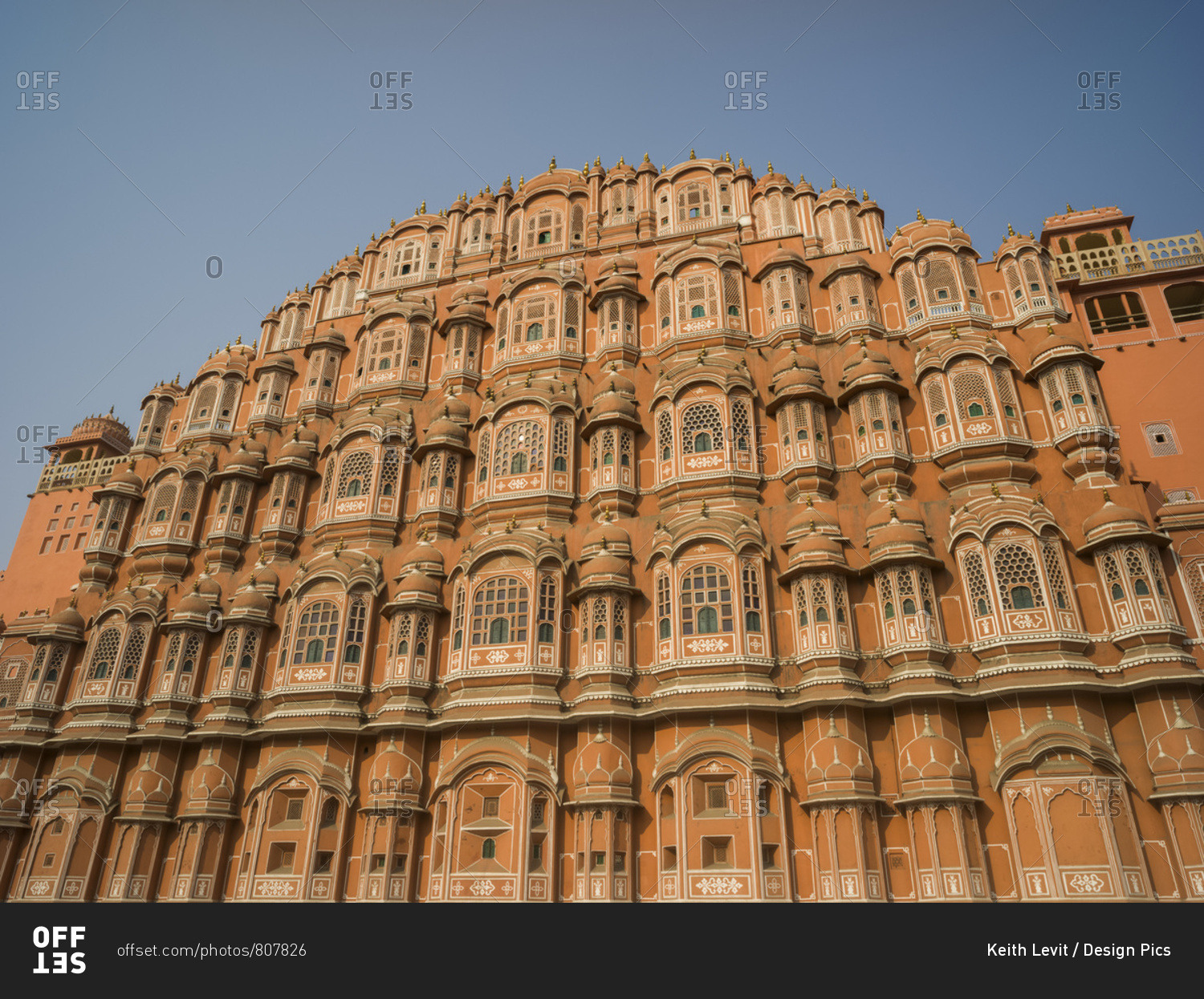 Palace of the Winds, named because it was essentially a high screen wall built so that the women of the royal family could observe street festivals while unseen from the outside; Jaipur, Rajasthan, India