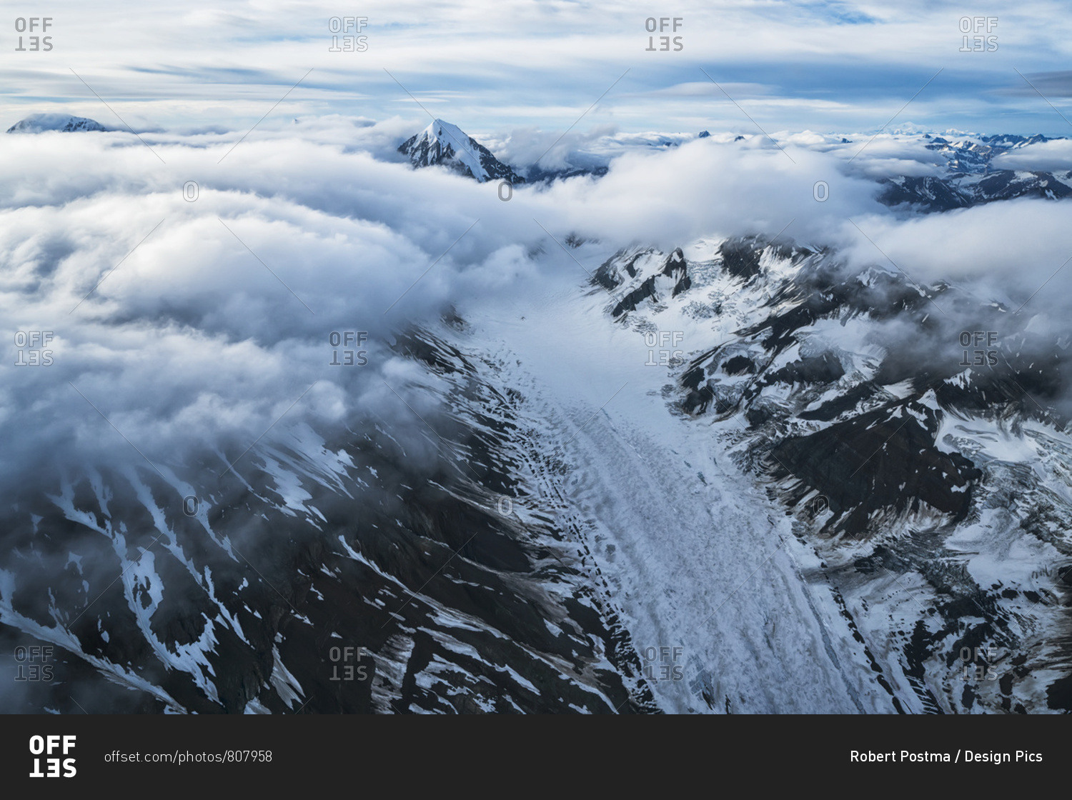 Aerial view of the glaciers and mountains of Kluane National Park and Reserve, near Haines Junction; Yukon, Canada